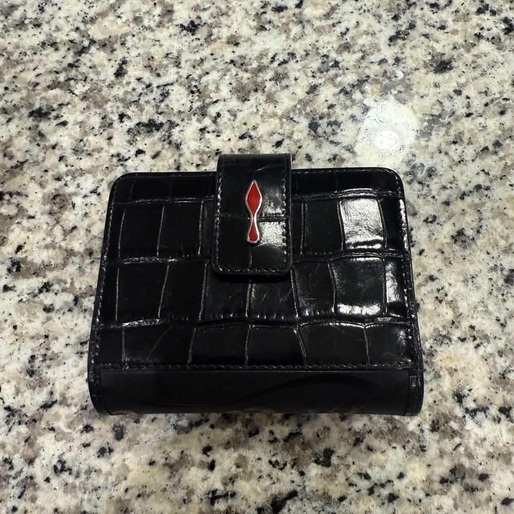 Christian Louboutin Black Croc-Embossed Wallet